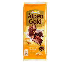 Шоколад Alpen Gold молочный, арахис и кукурузные хлопья, 85 г