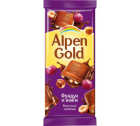 Шоколад Alpen Gold молочный, орех и изюм, 85г