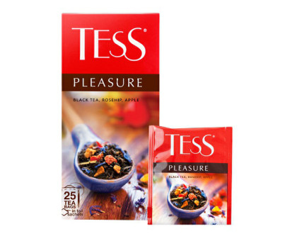Чай черный Tess Pleasure с шиповником и яблоком, 25*1,5г.